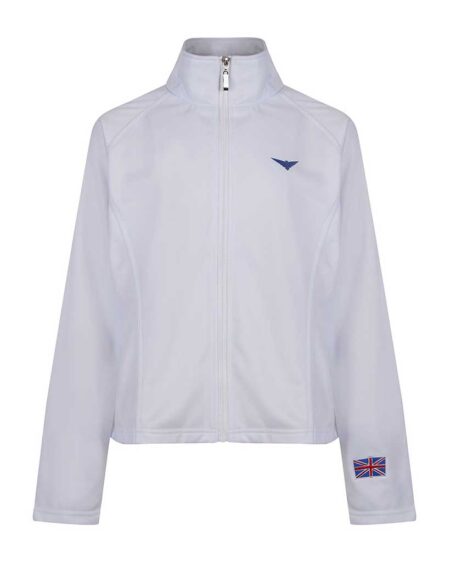 Women White Golf Jacket Warm up Tennis Jacket with Pleated Back design Sports Jacket