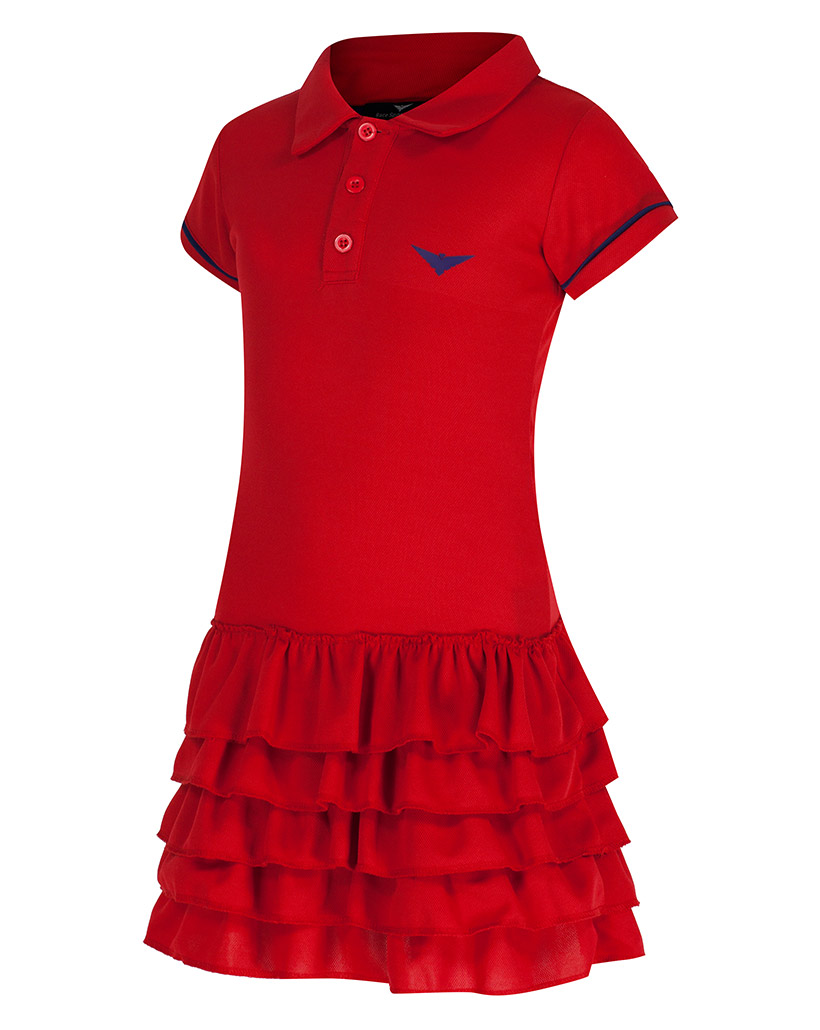 Girls Polo Tennis Frill Dress Girls Golf Frill Dress Red | Bace Sports Wear